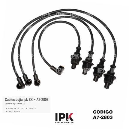 Juego Cable Bujías Citroën ZX 1.6i/1.8i/1.9i/2.0i | IPK A7-2803